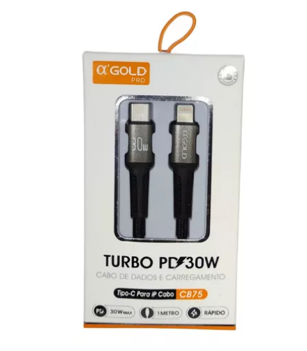 Cabo de Dados Type-C para iPhone Lightning 1 Metro 30W A'Gold CB75