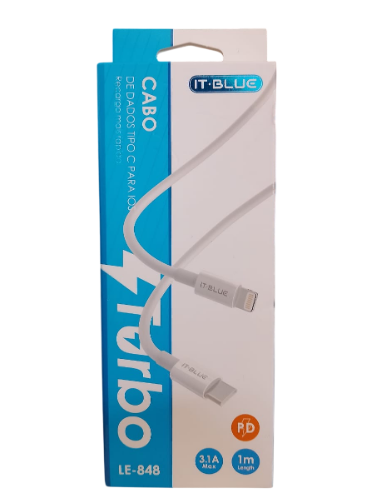 Cabo de Dados Turbo USB Type-C para iPhone Lightning 1 m 3A It-Blue LE-848