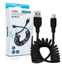 Cabo de Dados USB Espiral Para V8 1,2m 3.1A It-Blue LE-861V