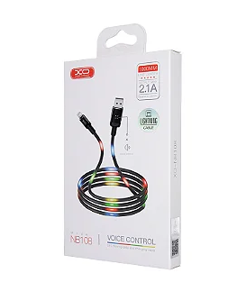 Cabo de Dados USB para iPhone com LED Sensor de Som 2.1A 1m XO NB108
