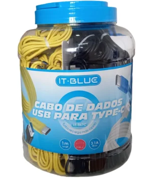 Kit com 100 Cabos de Dados USB para Type-C 1m 3.1A Carga Rápida IT-Blue LE-867C