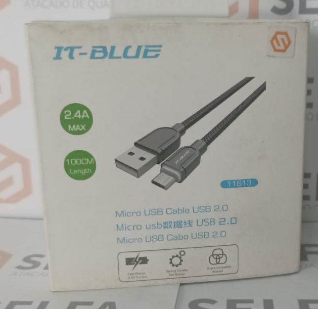 Cabo de Dados USB para V8 (Micro USB) 1m 2.0 Nylon Trançado IT-Blue 11613