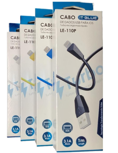 Cabo de Dados USB Turbo para iPhone 1m 3.1A Carregamento Rápido It-Blue LE-110P