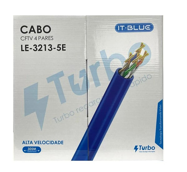 Cabo de Rede UTP RJ45 Cat5 Bobina 305m 4 Pares It-Blue LE-3213-5E