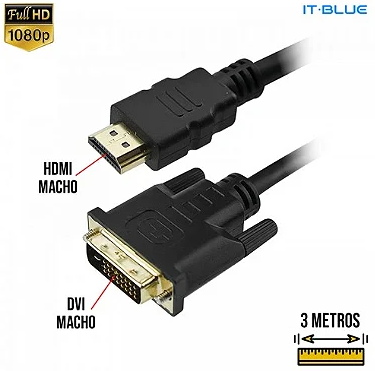 Cabo DVI para HDMI 1,8 Metros It-Blue LE-6626-1.8M