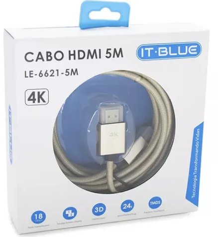 Cabo HDMI para HDMI 4K Ultra HD 5m IT-Blue LE-6621-5M