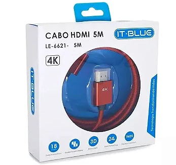 Cabo HDMI para HDMI 4K Ultra HD 5m IT-Blue LE-6621-5M