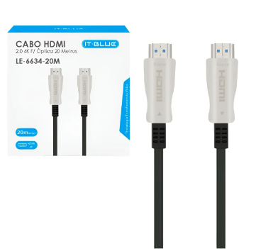 Cabo HDMI para HDMI Fibra Óptica 2.0 4K 20 Metros It-Blue LE-6634-20M
