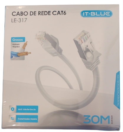 Cabo de Rede RJ45 CAT6 30 Metros IT-Blue LE-317