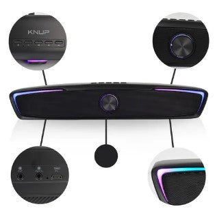 Caixa de Som para Computador Estéreo RGB 7W USB com Entrada P2 Knup KP-RO838