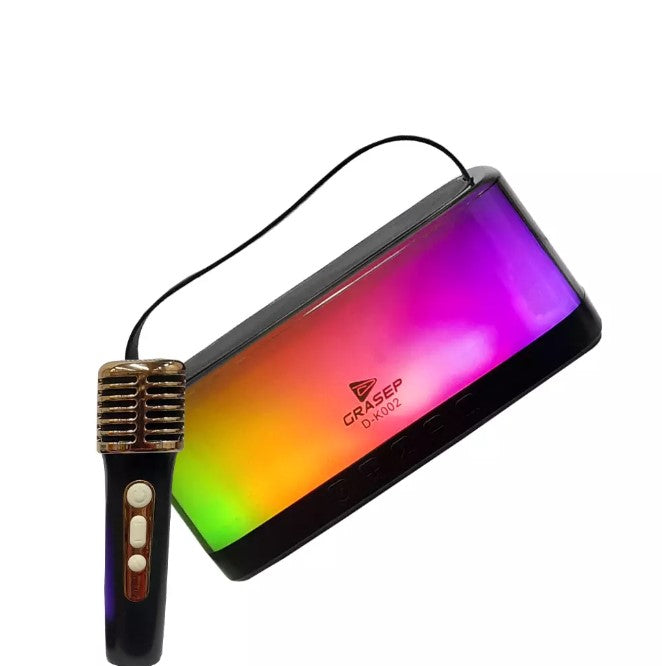 Caixa de Som Portátil Bluetooth RGB 12W com Microfone Grasep D-K002