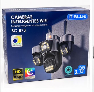 Câmera de Segurança Inteligente Wi-Fi HD 9MP 12V IT-Blue SC-B73