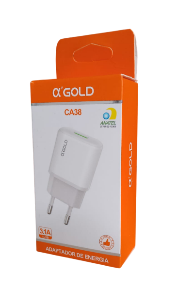 Carregador com 1 Porta USB 3.1A para Celular e Tablet A'Gold CA38