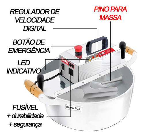 Masseira Misturela Profissional Elétrica 21l Saro