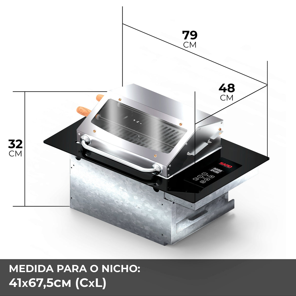 Churrasqueira Cooktop Elétrica Digital de Embutir Saro CHED 3.000 W