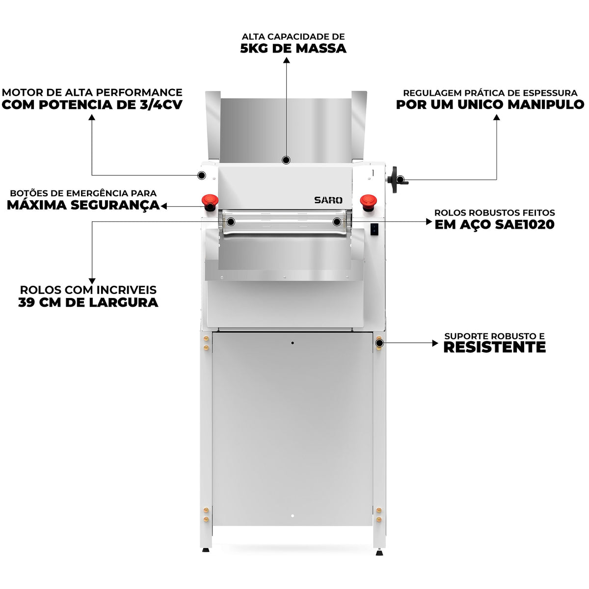 Cilindro Elétrico Industrial Saro CI39S 39 cm 3/4 CV Bivolt com Mesa Suporte