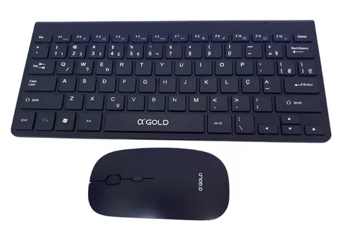 Combo Teclado e Mouse Óptico sem Fio 2.4GHz Layout ABNT2 A'Gold TCD-02