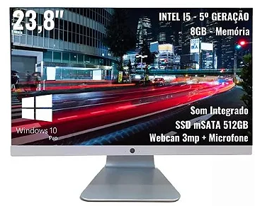 Computador All-in-One 23,8" Full HD Intel Core i5-5300U 8GB 512GB SSD Bluetooth Grasep D-AI05