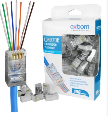Conector RJ45 Cat6e com 100 Unidades Aitek Sigma-P606