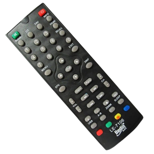 Controle Remoto Compatível Com Conversor Digital Bedin Sat Lelong LE-7106