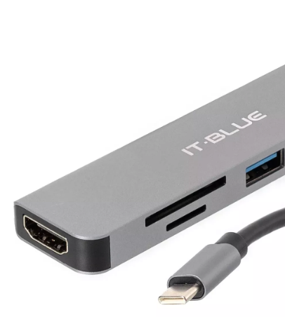 Conversor Adaptador Type-C para HDMI, USB 2.0, USB 3.0, SD/TF e HDTV IT-Blue LE-4137