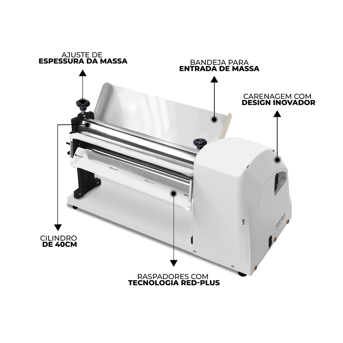 Cilindro Laminador Elétrico 40 cm Saro CSC40T Bivolt com Cortador de Talharim