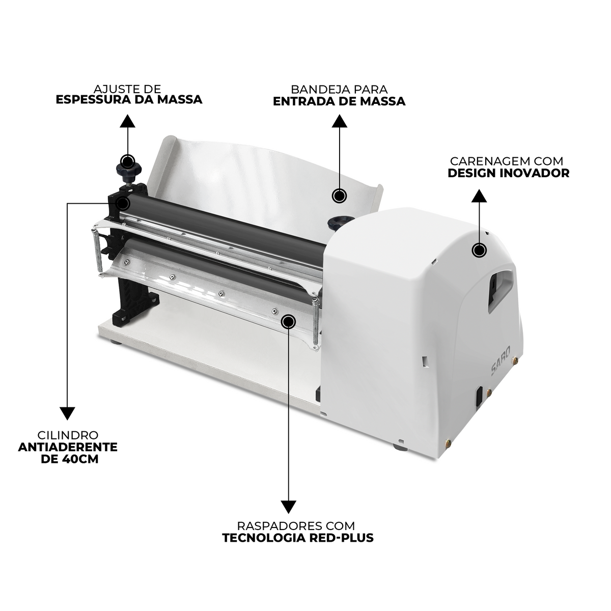 Cilindro Elétrico Standard Antiaderente 40 cm Saro CSA40 1/3 CV Bivolt