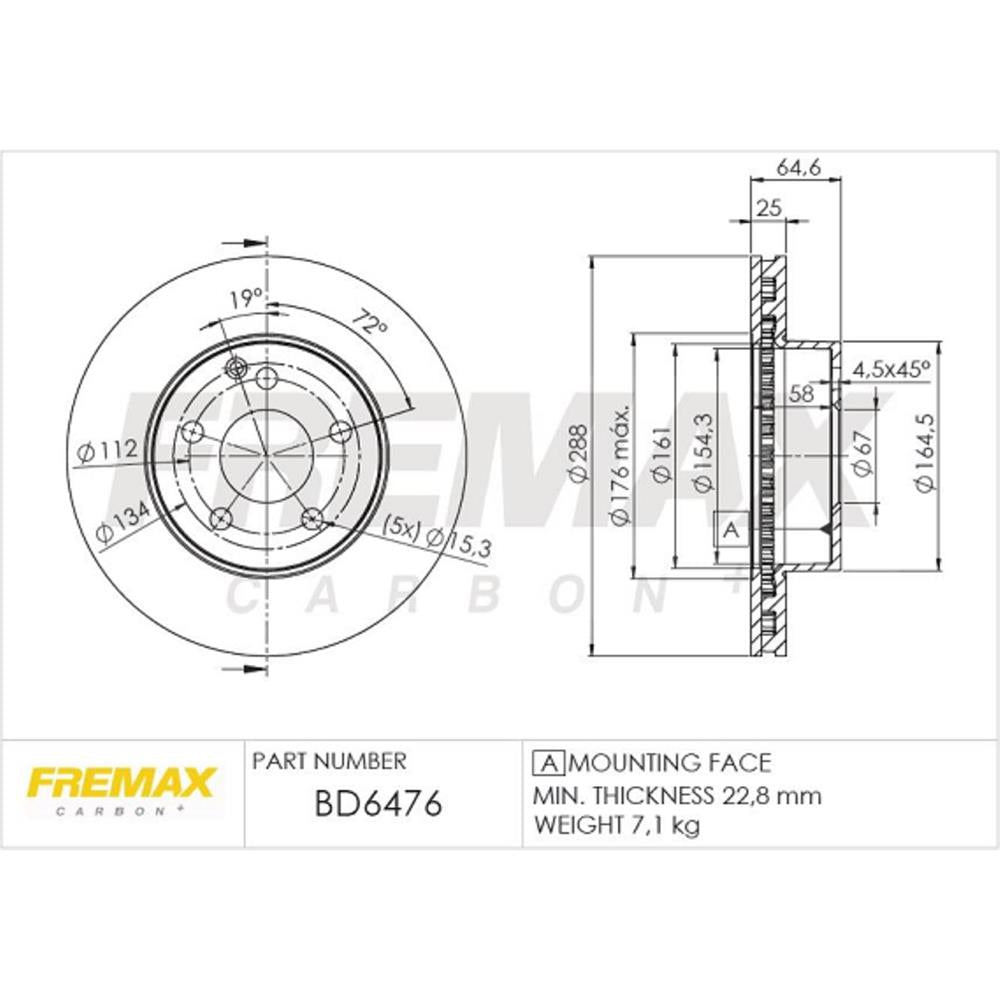 Disco de Freio Ventilado Dianteiro Fremax BD6476 Caixa com 2 Mercedes C-CLASS