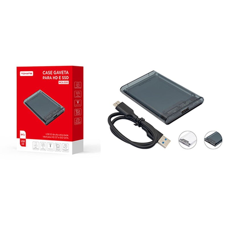 Case Gaveta para HD e SSD 2.5” Tomate - USB 3.0 Portátil