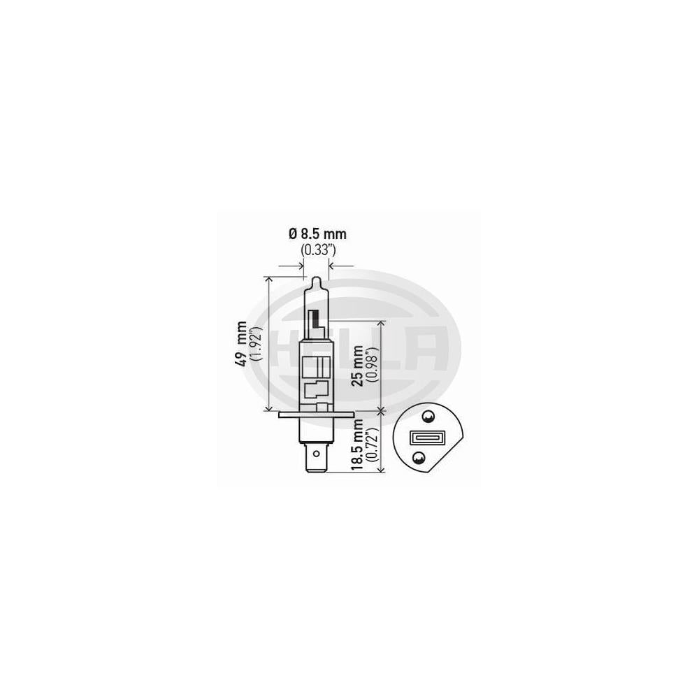 Lâmpada 24v 70w P14.5s T2.5 H1 Hella H1 24V DP Universal Caminhões/Ônibus/Máquinas Agrícolas