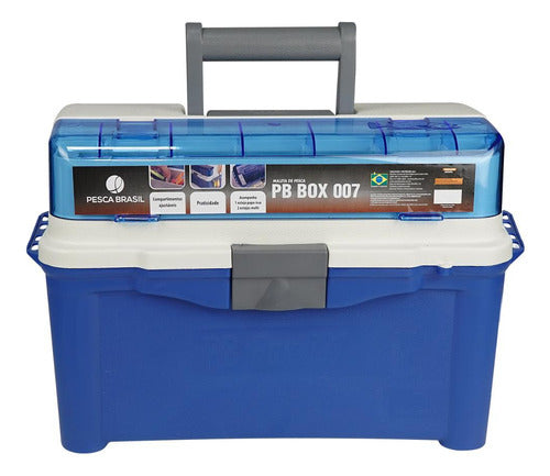 Maleta Box Para Pesca Caixa Pescador Pesca Brasil Pb007 Azul