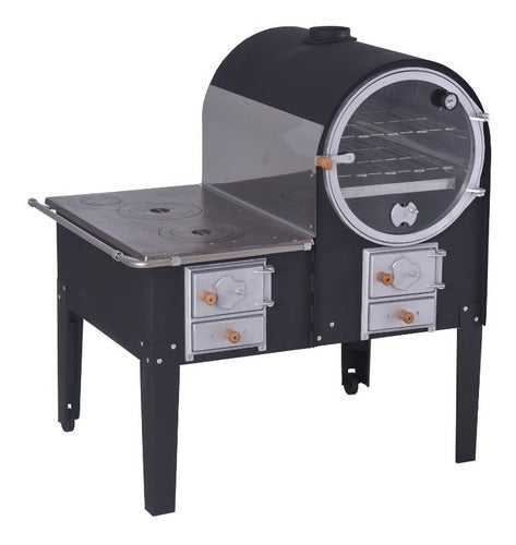 Forno Com Fogão A Lenha - Interno Inox Brilhante (80cm)forne