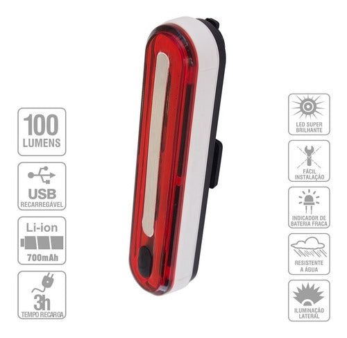 Lanterna Pisca Led Traseiro Bike Absolute Jy-6085t Usb Rec.