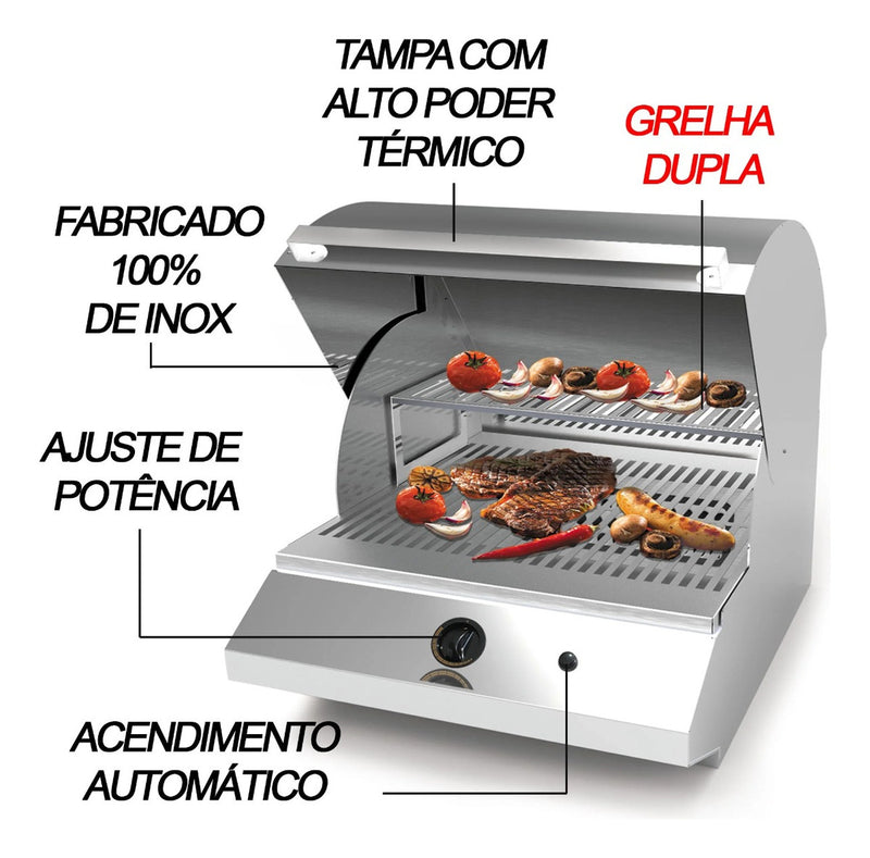 Churrasqueira De Bancada À Gás Glp Sem Fumaça Saro