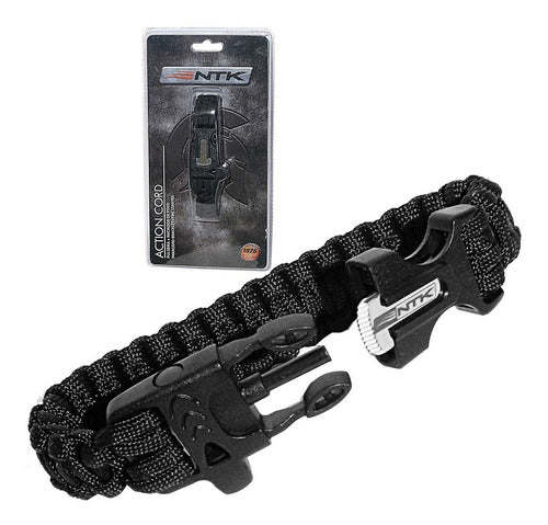 Pulseira Action Cord Tática Ntk  Apito Paracord Pederneira