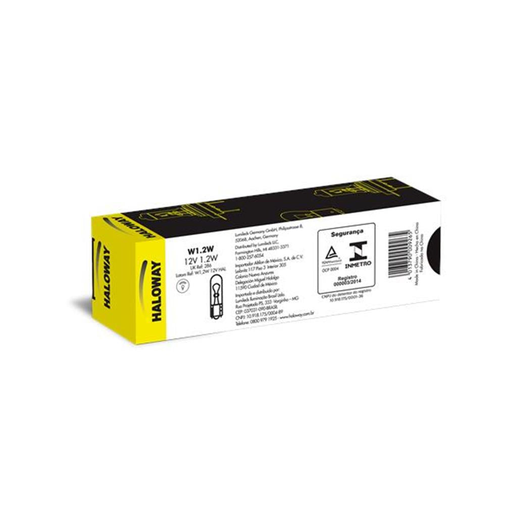 Lâmpada Standard W1,2w 12v Haloway W1, 2W 12V HAL Caixa com 10 Universal Automovéis e Utilitários Leves