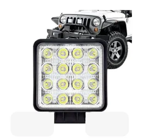 Farol Auxiliar 16 LEDs 48W 6000K 6100LM com Kit de Fixação Lelong LE-6719