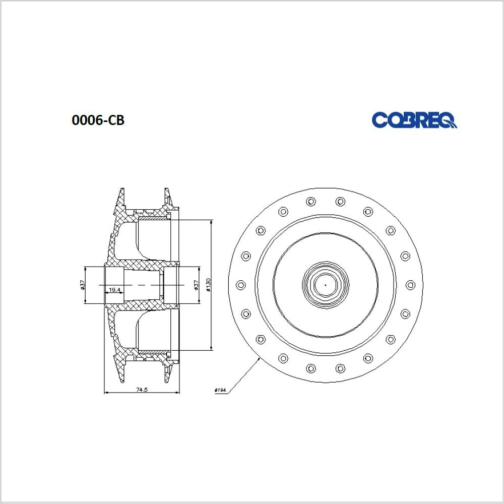 Cubo de Roda Dianteiro Cobreq 0006-CB Honda CG 125 Fan/CG 125 Titan