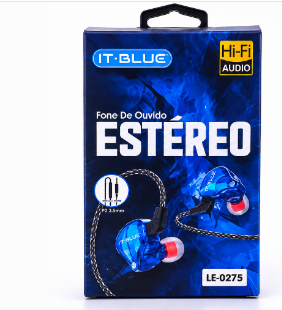 Fone de Ouvido Estéreo para P2 com Cabo de 1.3m It-Blue LE-0275