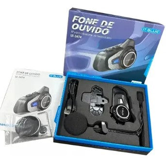 Fone de Ouvido Intercomunicador Bluetooth para Moto IT-Blue LE-2474