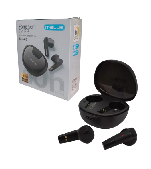 Fone de Ouvido TWS Bluetooth Sem Fio com Estojo de Carga IT-Blue LE-2418