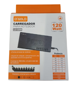 Fonte Universal para Notebook com 9 Plugs 120W A Gold LD-120W