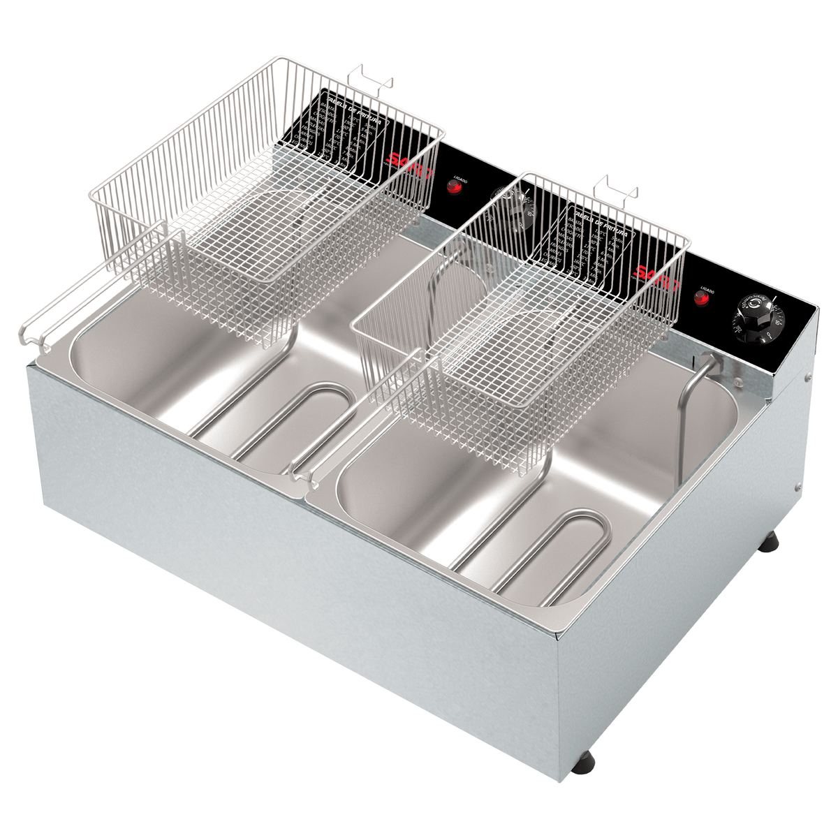 Fritadeira Elétrica Dupla Inox Saro FRD 2 Cubas de 5 Litros