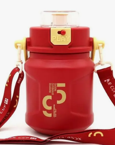 Garrafa Térmica de Inox 900ml com Alça de Transporte e Canudo BMAX BM-P1359