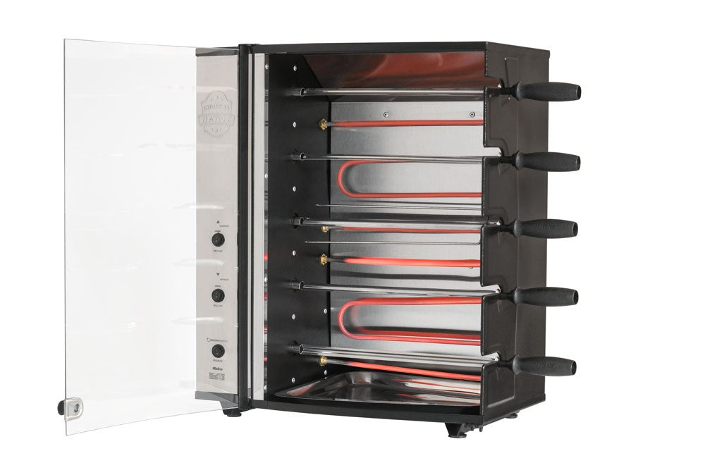 Churrasqueira Elétrica Hidro Nativa 5 Espetos Giratórios 220V Preta