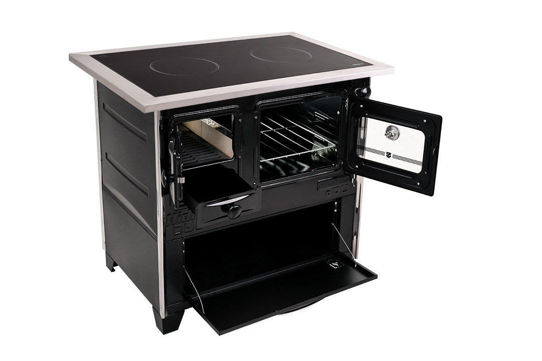 Fogão a Lenha Hidro Prime Vitro Nº 2 Chapa Vitrocerâmica com Forno 40 L Preto
