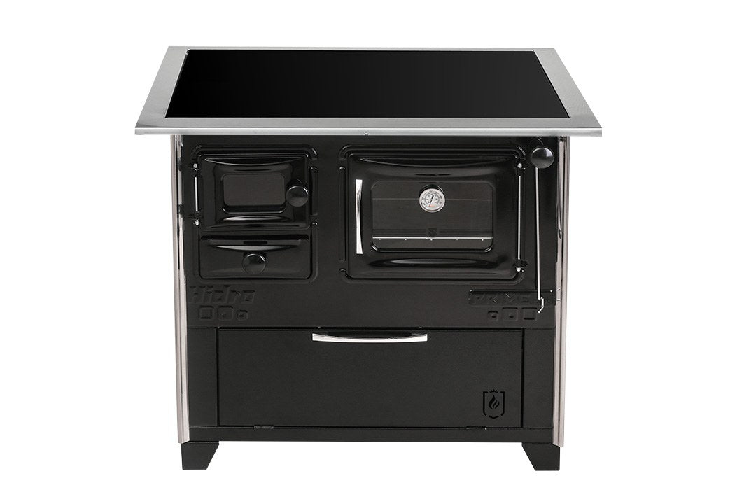 Fogão a Lenha Hidro Prime Vitro Nº 2 Chapa Vitrocerâmica com Forno 40 L Preto