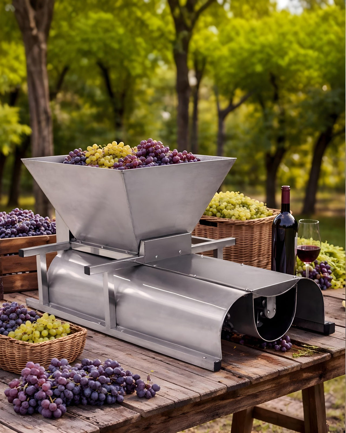Máquina de Moer Uva Hidro com Separador de Cacho 2 Rolos Inox 1/2 CV