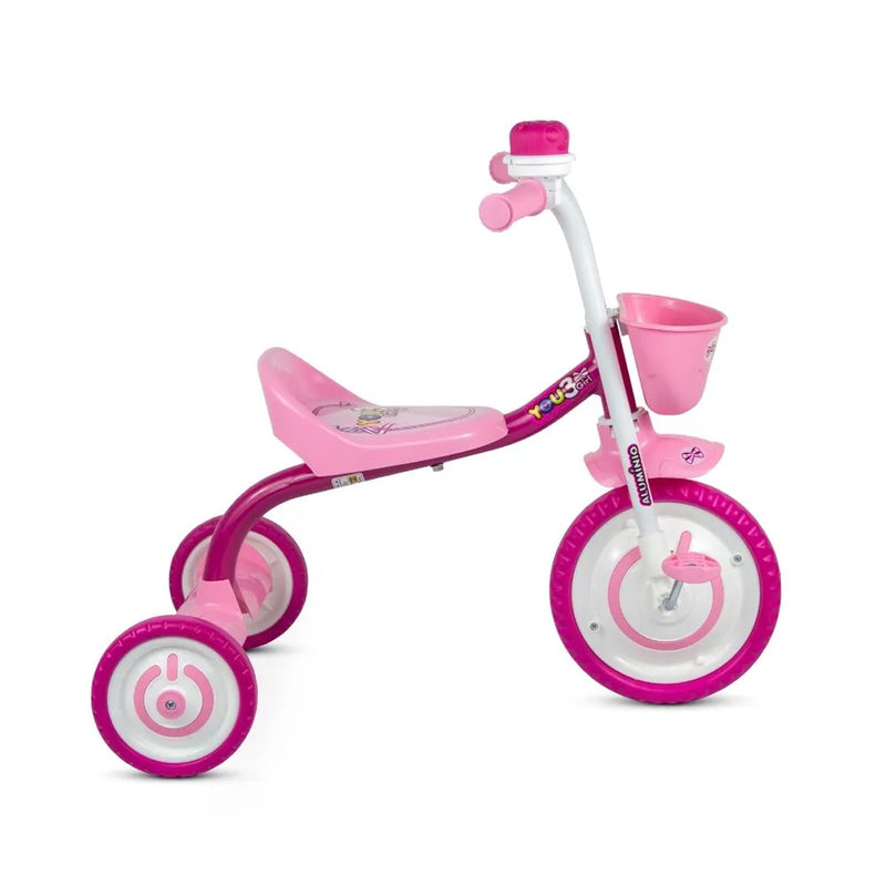 Triciclo Infantil De Alumínio Rosa Nathor You 3 Girl