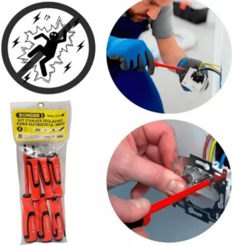 Kit de Chaves Isoladas para Eletricista NR10 com 6 Peças Bomder BOM-3110